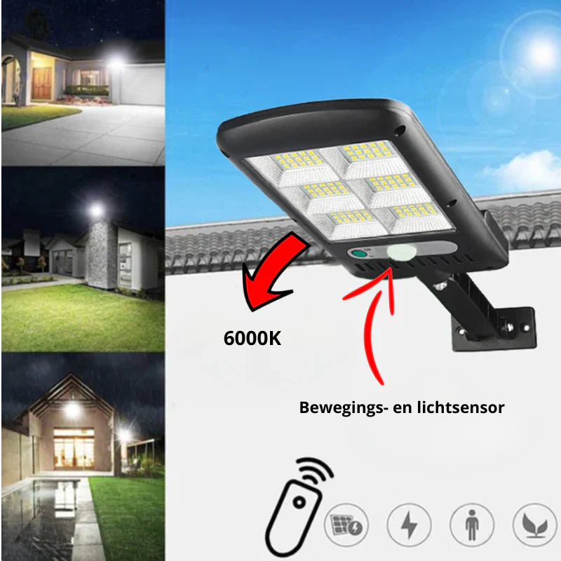 Automatische buitenverlichting zonder kabels, stroomkosten of installateur