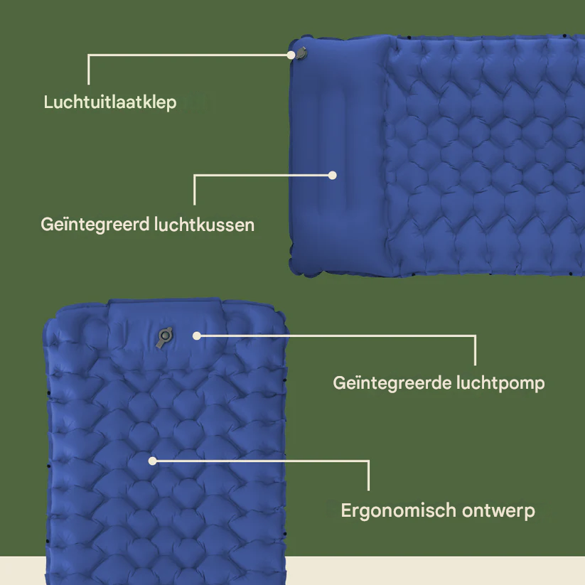 Zelfopblaasbare Slaapmat met ingebouwde Pomp | Compact, Licht & Binnen 30 Sec Klaar