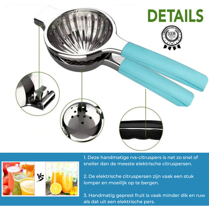 IntraSellers Zitruspresse – manuell – Edelstahl – Silikongriff