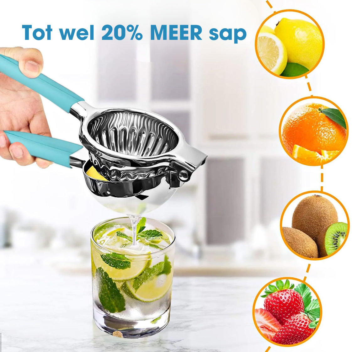 IntraSellers Zitruspresse – manuell – Edelstahl – Silikongriff
