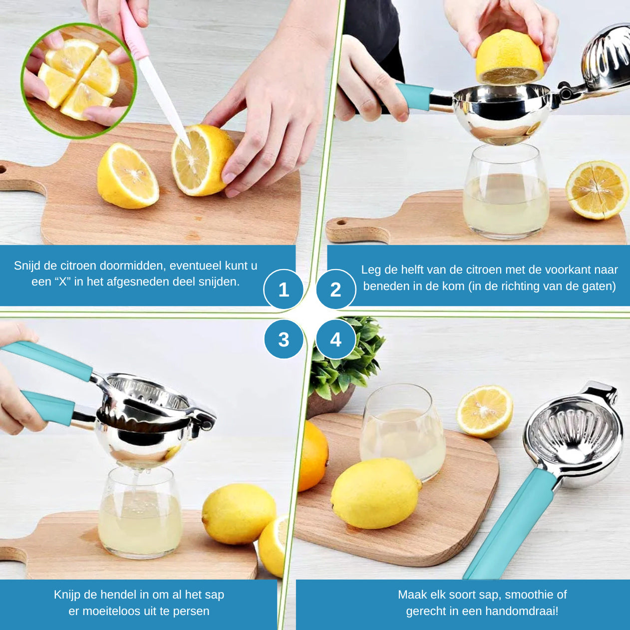 IntraSellers Zitruspresse – manuell – Edelstahl – Silikongriff