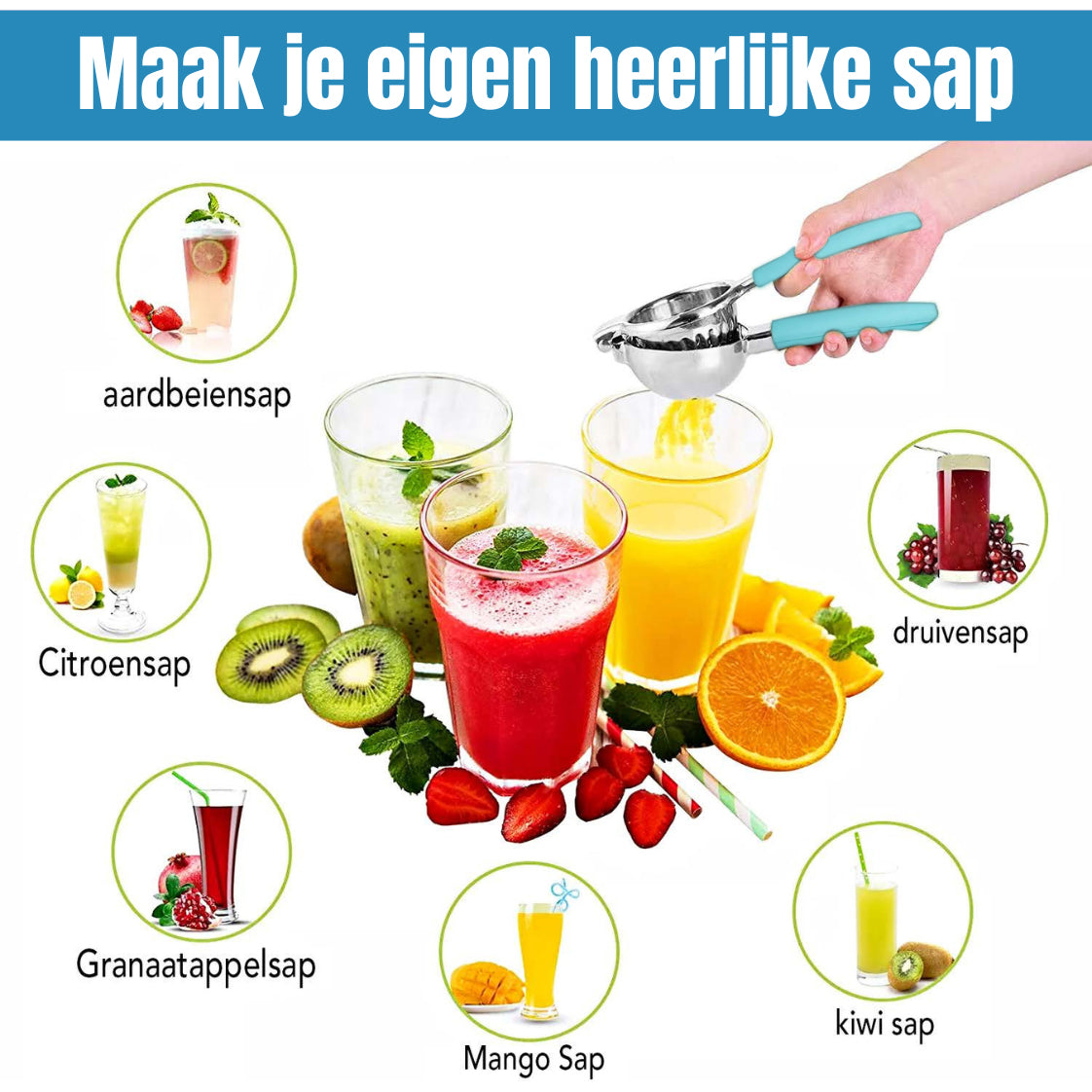 IntraSellers Zitruspresse – manuell – Edelstahl – Silikongriff