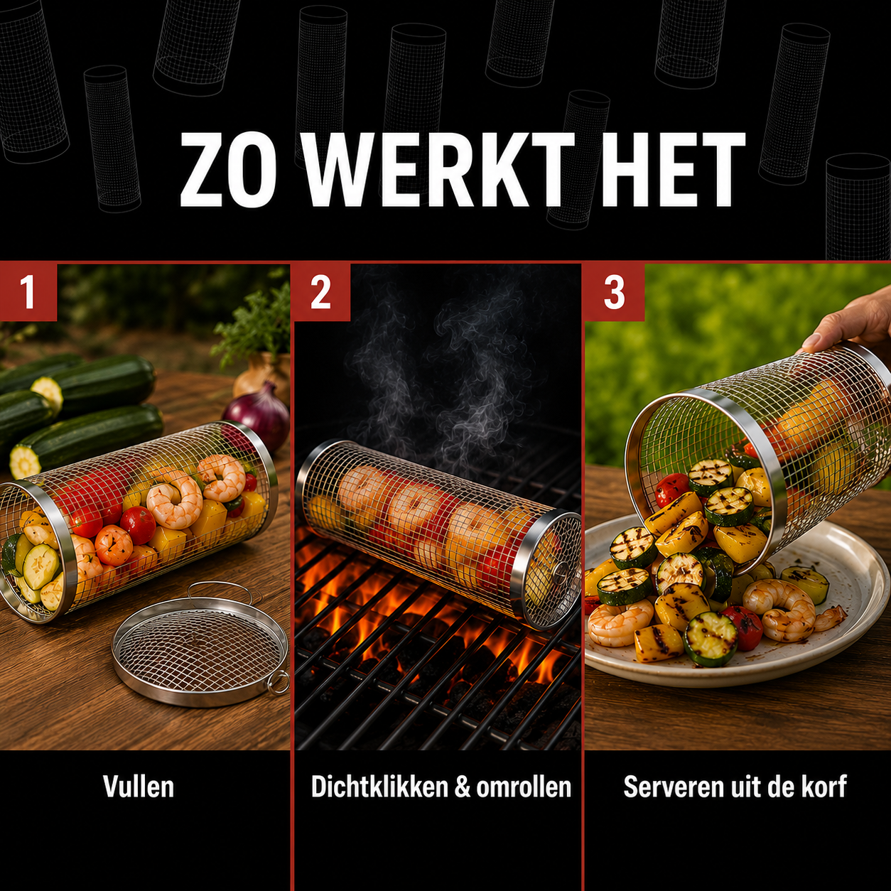 SearMaster™ | Grill Groente Als Een Pro, Zonder Dat Er Iets Doorvalt