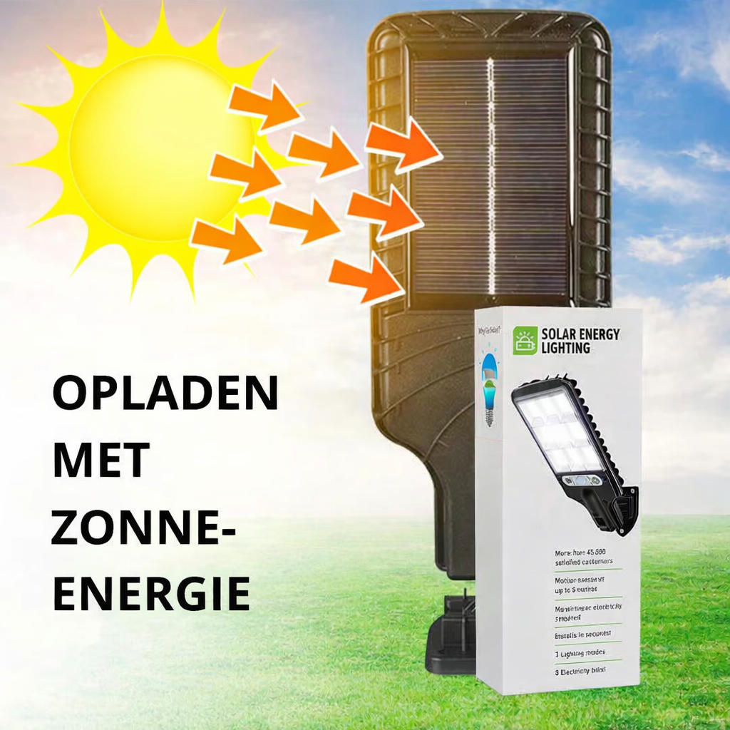Automatische buitenverlichting zonder kabels, stroomkosten of installateur