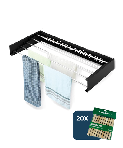 Zusammenklappbarer Wand-Trockenständer von IntraSellers – platzsparend – Edelstahl