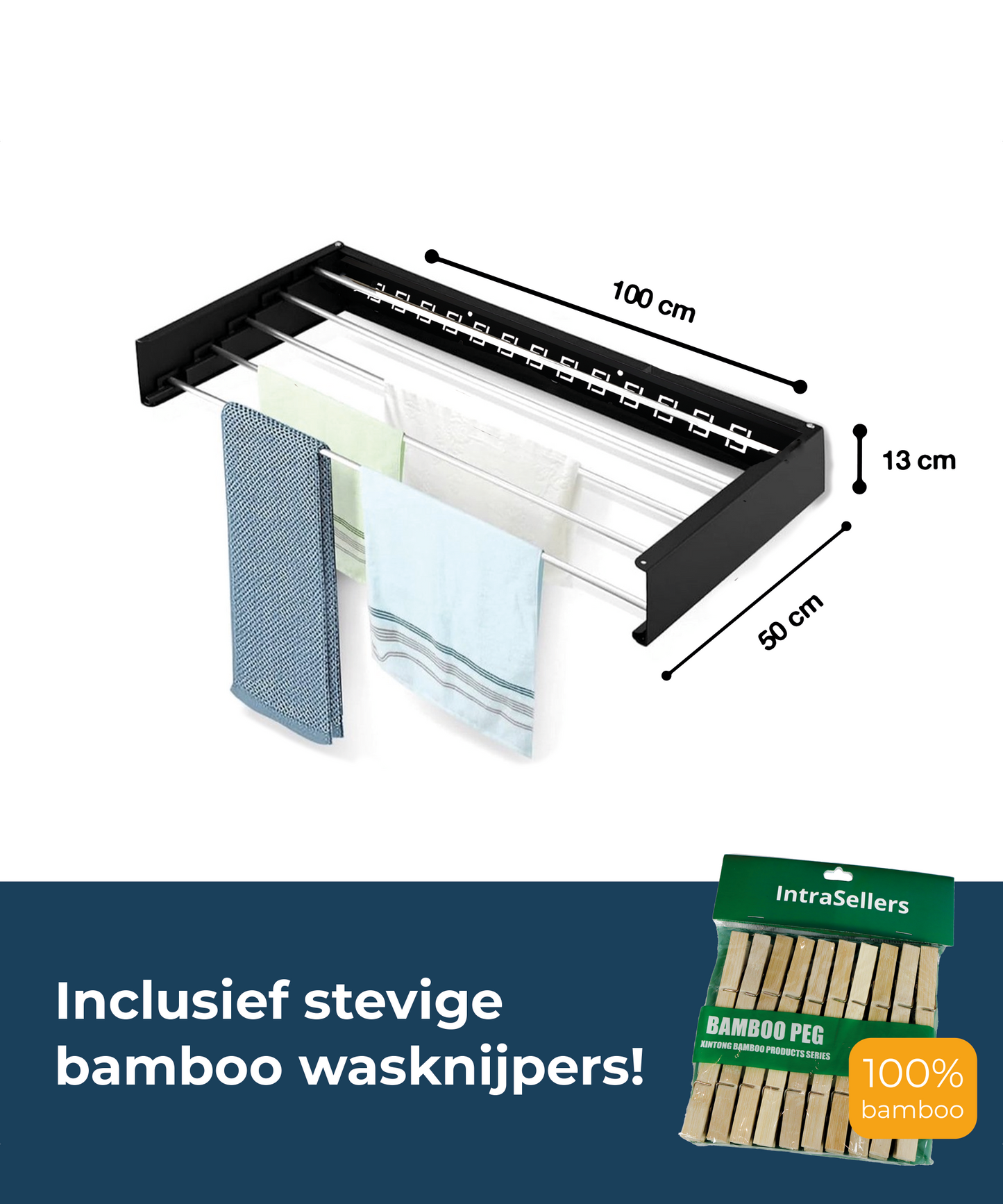 Zusammenklappbarer Wand-Trockenständer von IntraSellers – platzsparend – Edelstahl