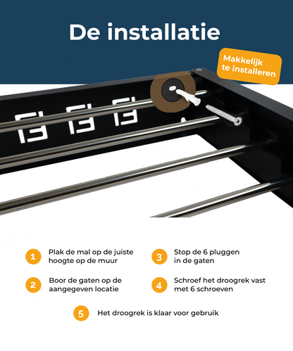 Zusammenklappbarer Wand-Trockenständer von IntraSellers – platzsparend – Edelstahl