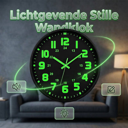 HushGlow™ | Stille wandklok die in het donker oplicht