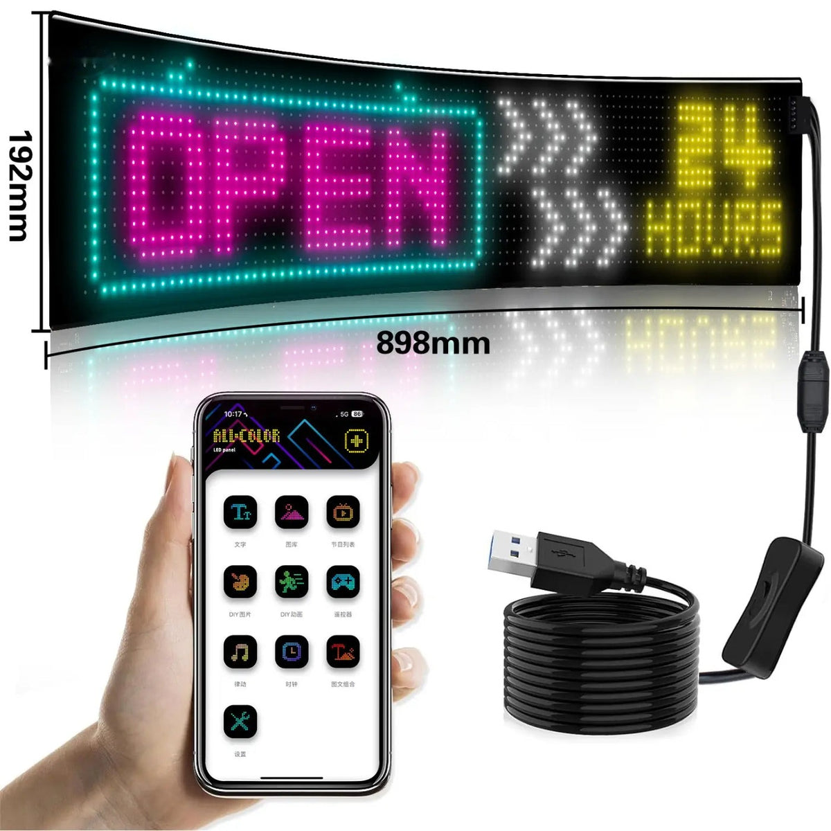 NightGlare™ Flexibel LED Matrix-Scherm | Devil Eyes, Teksten en Animaties via de App
