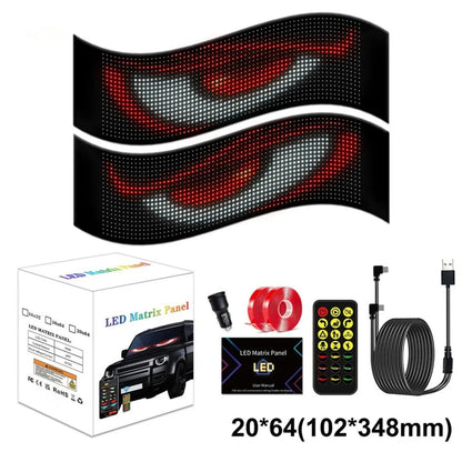 NightGlare™ Flexibel LED Matrix-Scherm | Devil Eyes, Teksten en Animaties via de App