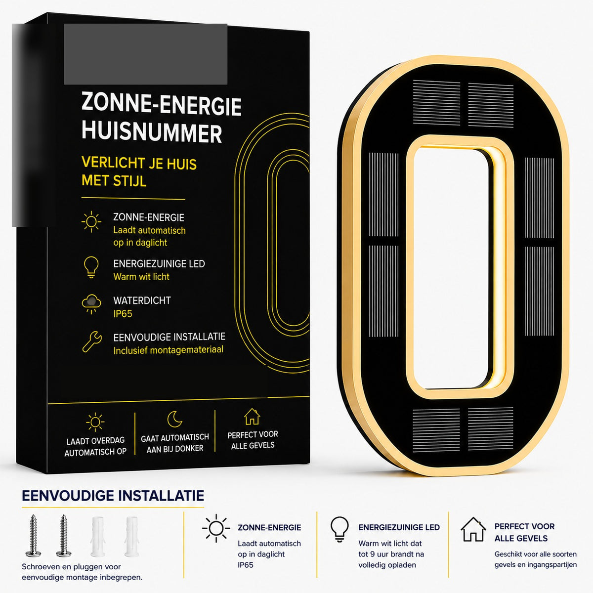 NumberGlow™ Verlicht Huisnummer op Zonne-energie | Je huis zichtbaar, elke avond opnieuw