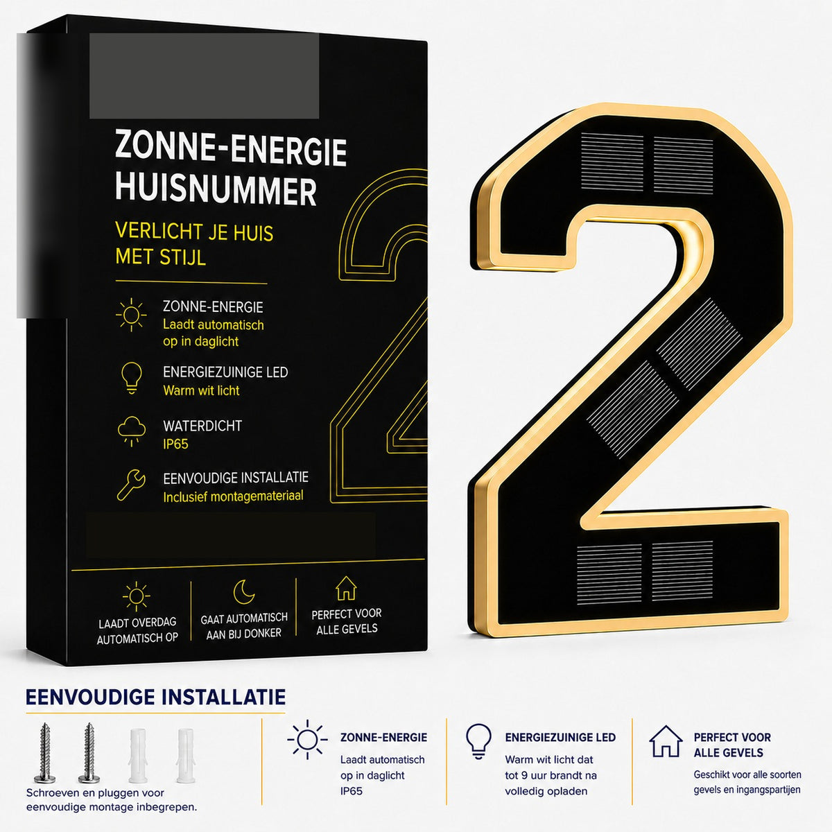 NumberGlow™ Verlicht Huisnummer op Zonne-energie | Je huis zichtbaar, elke avond opnieuw