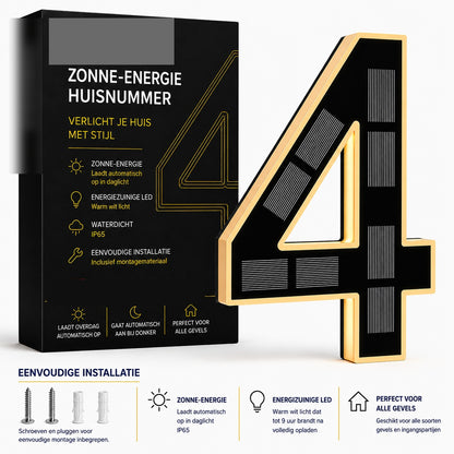 NumberGlow™ Verlicht Huisnummer op Zonne-energie | Je huis zichtbaar, elke avond opnieuw