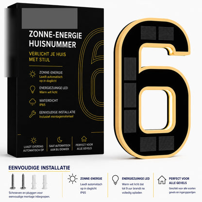 NumberGlow™ Verlicht Huisnummer op Zonne-energie | Je huis zichtbaar, elke avond opnieuw