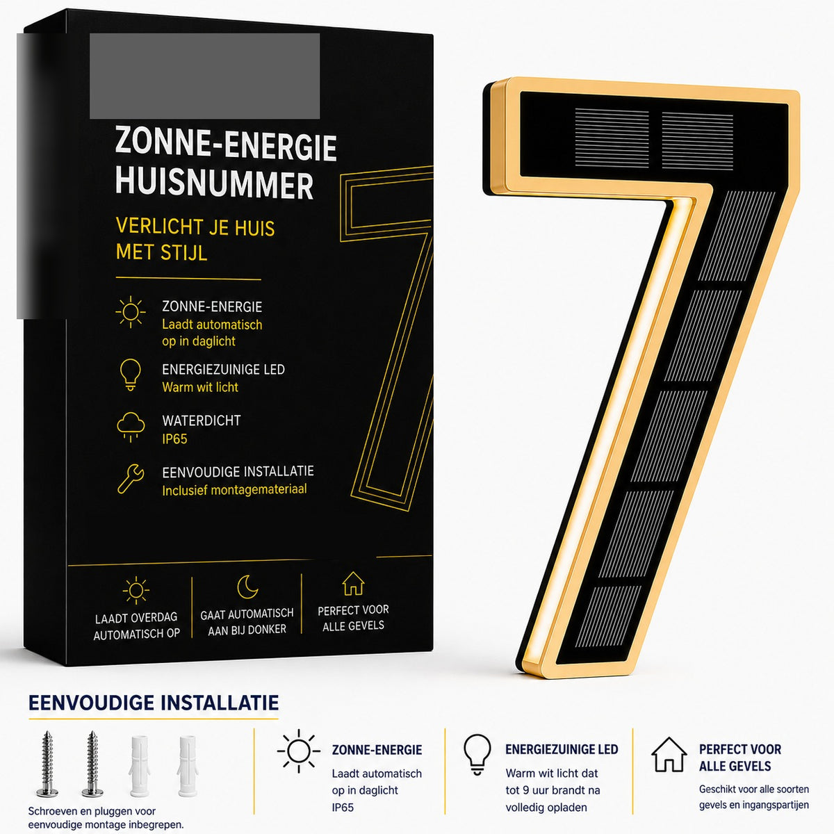 NumberGlow™ Verlicht Huisnummer op Zonne-energie | Je huis zichtbaar, elke avond opnieuw