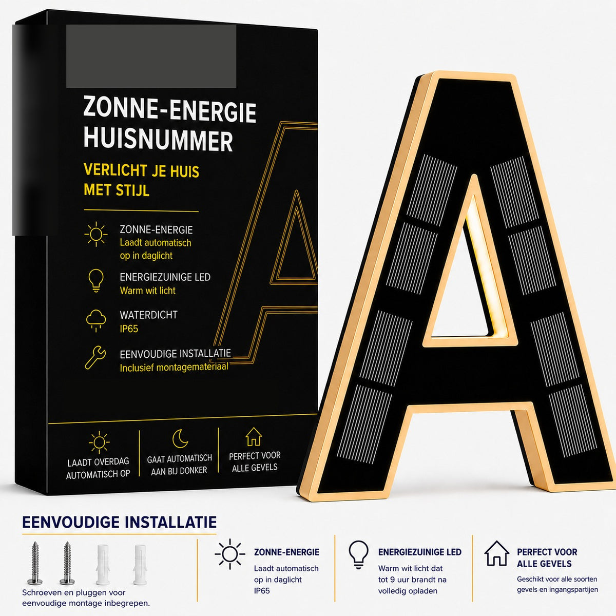 NumberGlow™ Verlicht Huisnummer op Zonne-energie | Je huis zichtbaar, elke avond opnieuw