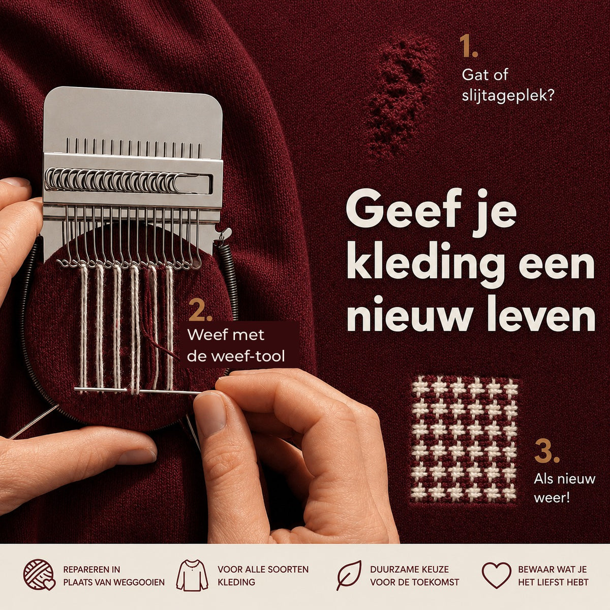 ReWeave™ Weef-Reparatieset | Repareer gaten in kleding in 15 minuten