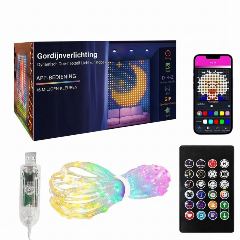 PixelGlow™ Smart LED-Gordijn | Tover je raam om tot een lichtshow