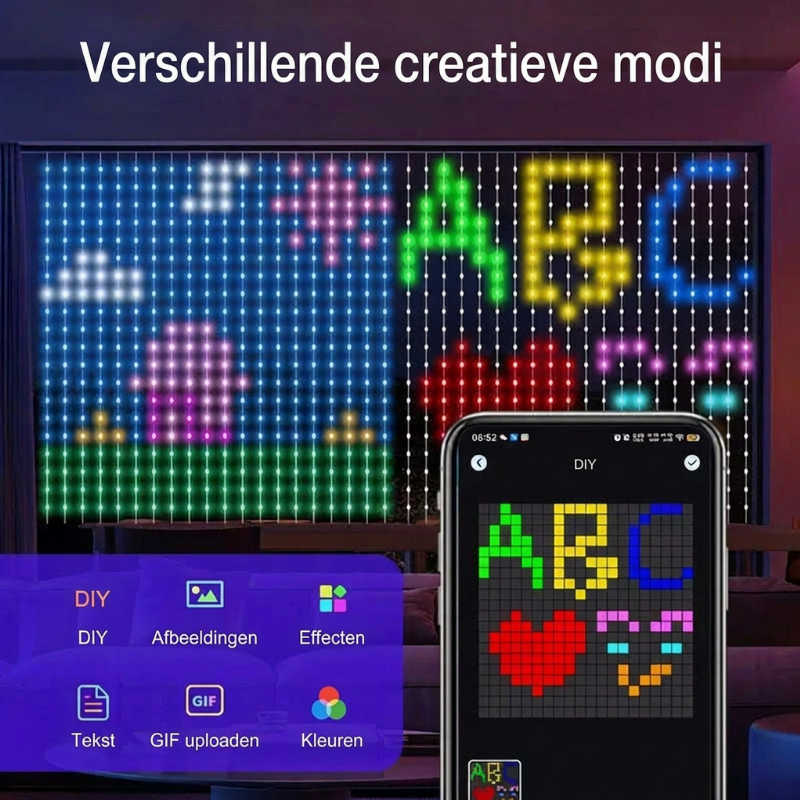 PixelGlow™ Smart LED-Gordijn | Tover je raam om tot een lichtshow