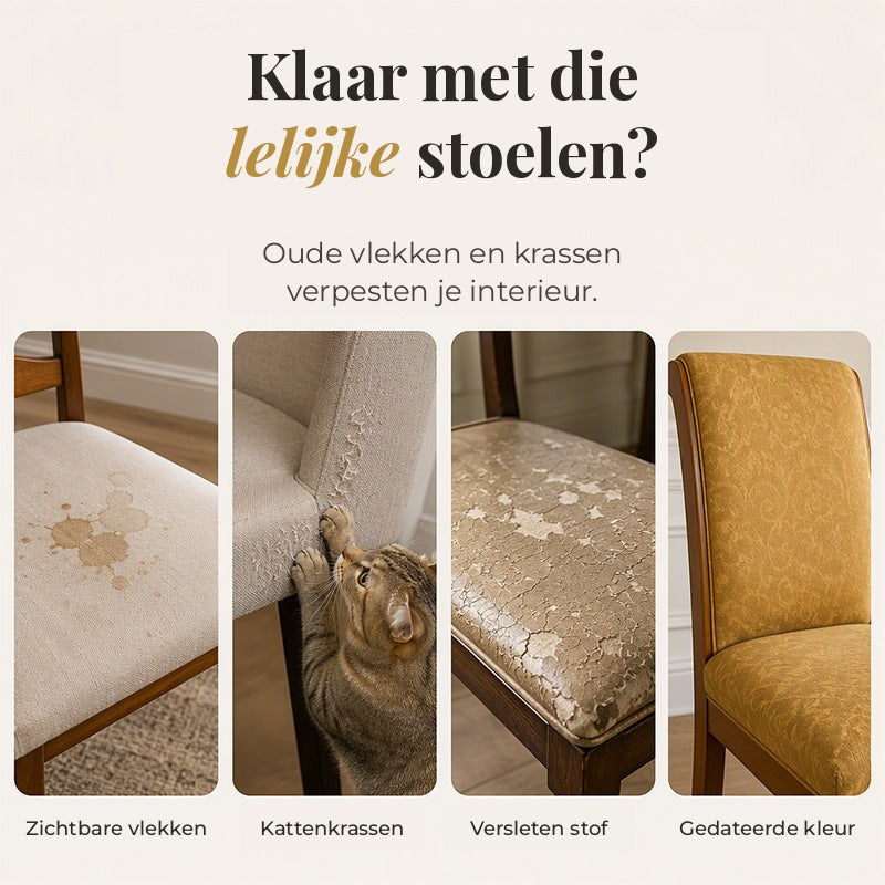 ThroneFit™ Barok Stoelhoes | Geef Je Eetkamer Een Vorstelijke Make-over — Zonder Nieuwe Stoelen Te Kopen