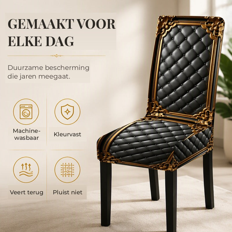 ThroneFit™ Barok Stoelhoes | Geef Je Eetkamer Een Vorstelijke Make-over — Zonder Nieuwe Stoelen Te Kopen