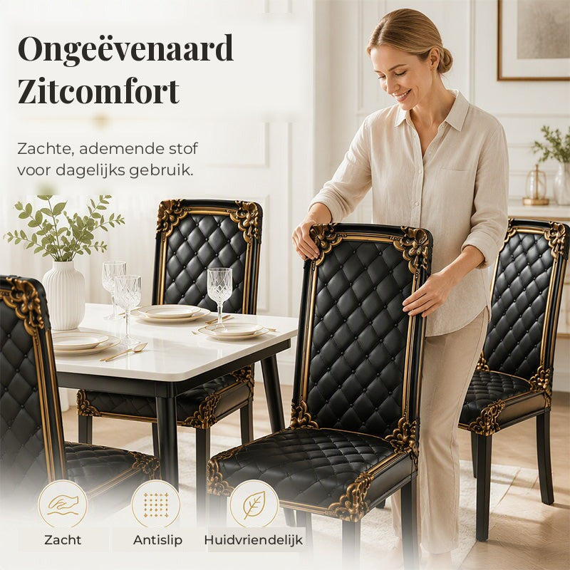 ThroneFit™ Barok Stoelhoes | Geef Je Eetkamer Een Vorstelijke Make-over — Zonder Nieuwe Stoelen Te Kopen