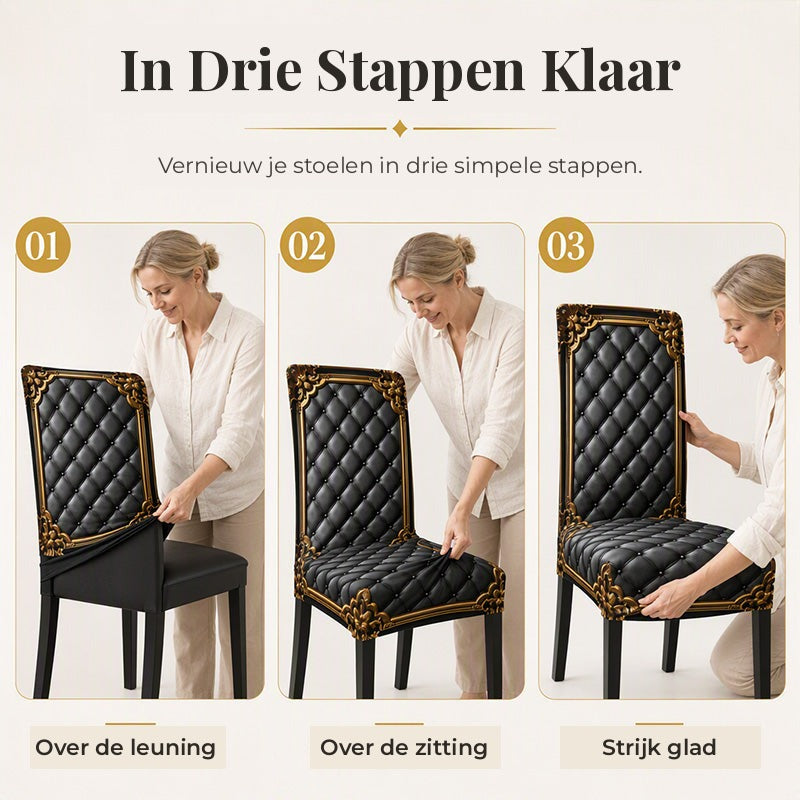 ThroneFit™ Barok Stoelhoes | Geef Je Eetkamer Een Vorstelijke Make-over — Zonder Nieuwe Stoelen Te Kopen